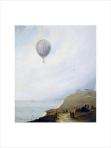 'Balloon Over Cliffs', Dover, Kent, 1840.
