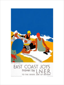 'East Coast Joys No 2 - Sun-bathing', LNER poster, 1931.