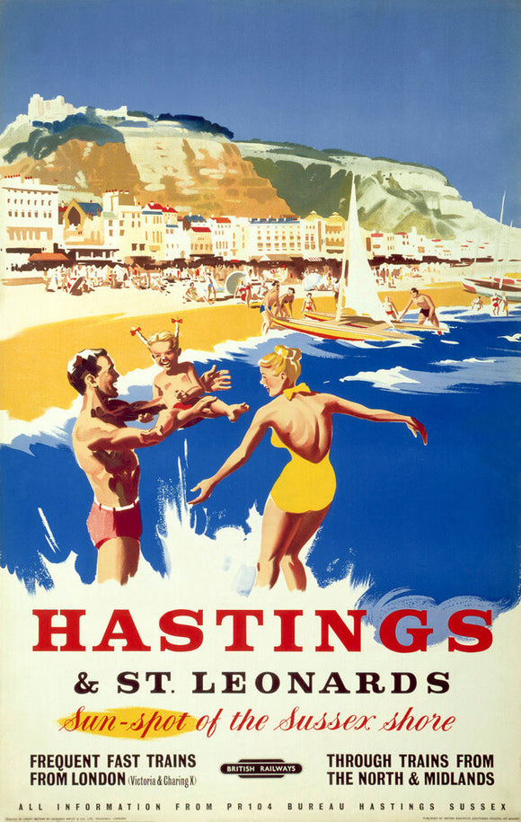 'Hastings & St Leonards', BR poster, c 1950s.