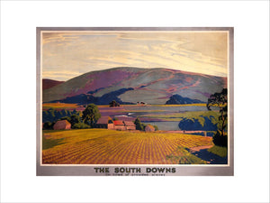The South Downs, SR Poster, c 1930s. Trimme
