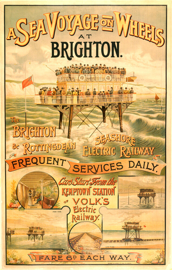 Volk's Brighton & Rottingdean Seashore Electric Railway, poster.