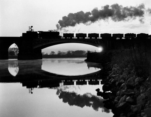 Steam locomotive crossing the River Trent, September 1965.