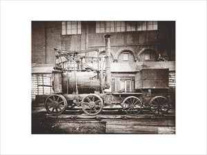 'Puffing Billy' steam locomotive, outside the Patent Museum, London, 1876.