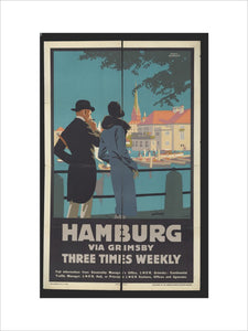 London & North Eastern Railway, Hamburg via Grimsby - three Times Weekly, by Frank Newbould.ﾠ