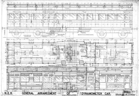 General arrangement of dynamometer car, North Eastern Railway (NER)