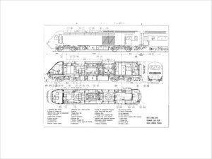 Drawing of power car for Class 253 (class 43) High Speed Train (HST, Intercity 125)