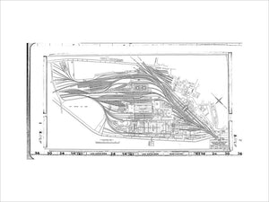 Trackplan of Derby station, locomotive works, offices and Saint Andrews goods depot. Stitched from two microfilm