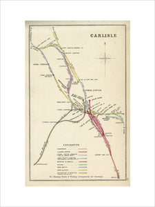 Railway Clearing House diagram of railways and junction at Carlisle showing lines belonging to the Caledonian Railway