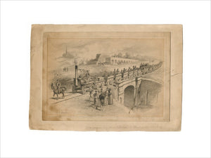 Pencil drawing The Opening of the Stockton and Darlington Railway, Sept.27th 1825 by J. R. Brown