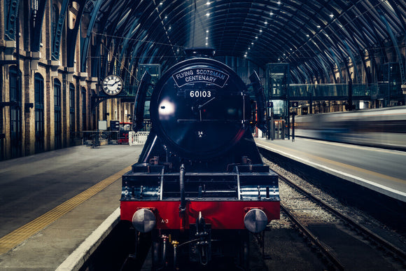 The iconic Flying Scotsman locomotive at the 170th Anniversary of the opening of Kings Cross Station in London, 14th October 2021