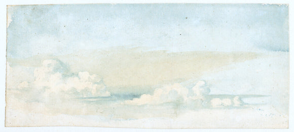 Cloud study by Luke Howard, c1803-1811: Cumulus and a little stratus. Blue and buff wash.