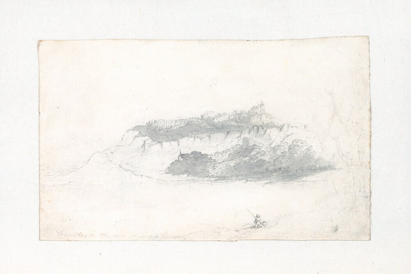 Cloud study by Luke Howard, c1803-1811: Landscape, viewed by fisherman, roughed in show cumulaic heap similar to tops