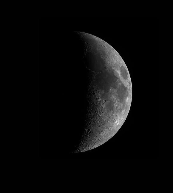 High Resolution Moon - Waxing Crescent Phase