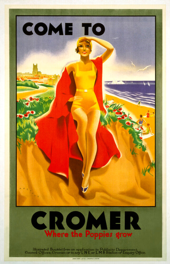 'Come to Cromer, Where the Poppies Grow', LMS/LNER poster, 1923-1947.