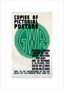 ‘Copies of Pictorial Posters’, GWR poster, 1923-1947