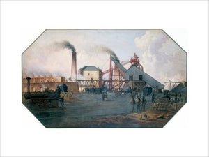 'North Eastern coalfield: colliery pit-head and coking ovens', c 1845.