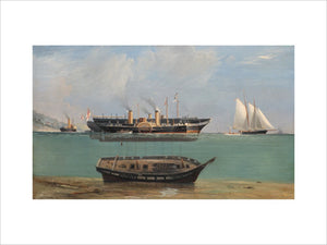 Painting of HMS Eurydice under salvage by Charles Robert Ricketts, 1882.