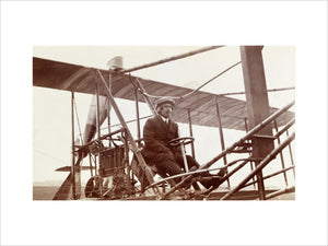 Samuel Cody in a biplane, c 1910.