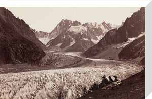Walkers resting beside a glacier, French Alps, c 1870s.