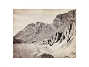 Unusual rock formations on the Spiti riverbed, India, c 1850-1900.