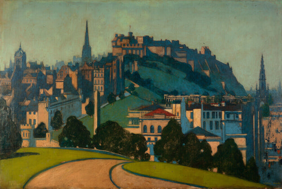 Poster artwork for London Midland & Scottish Railway ‘Edinburgh’ by George Henry, 1924.