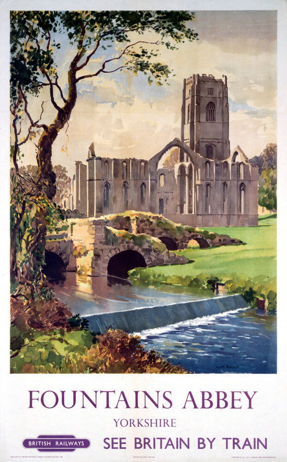 'Fountains Abbey, Yorkshire', BR (NER) poster, 1956.