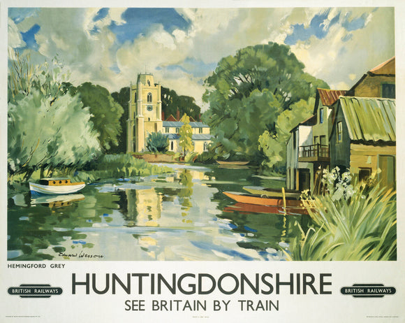 Hemingford Grey, Huntingdonshire, BR poster, c 1950s.