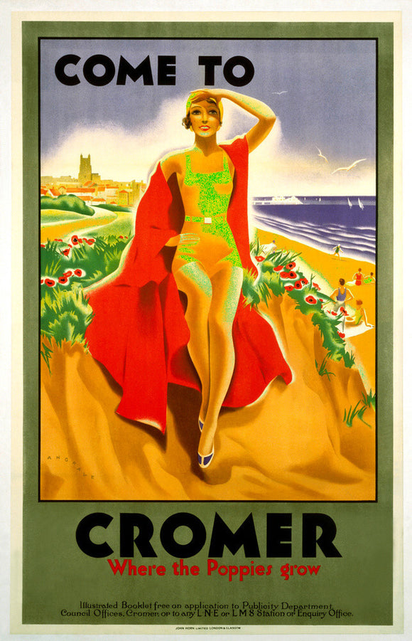 'Come to Cromer, Where the Poppies Grow', LMS/LNER poster, 1923-1947.
