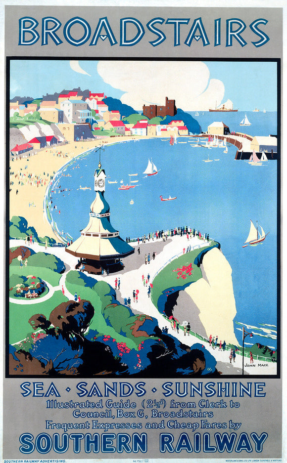 'Broadstairs; Sea, Sands, Sunshine', SR poster, 1929.
