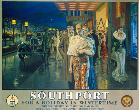 'Southport, For a Holiday In Wintertime', LMS poster, 1925.