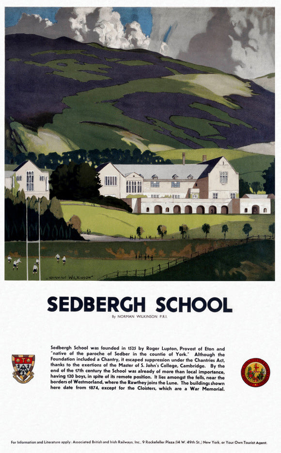 'Sedburgh School, Yorkshire', LMS poster, 1923-1947.