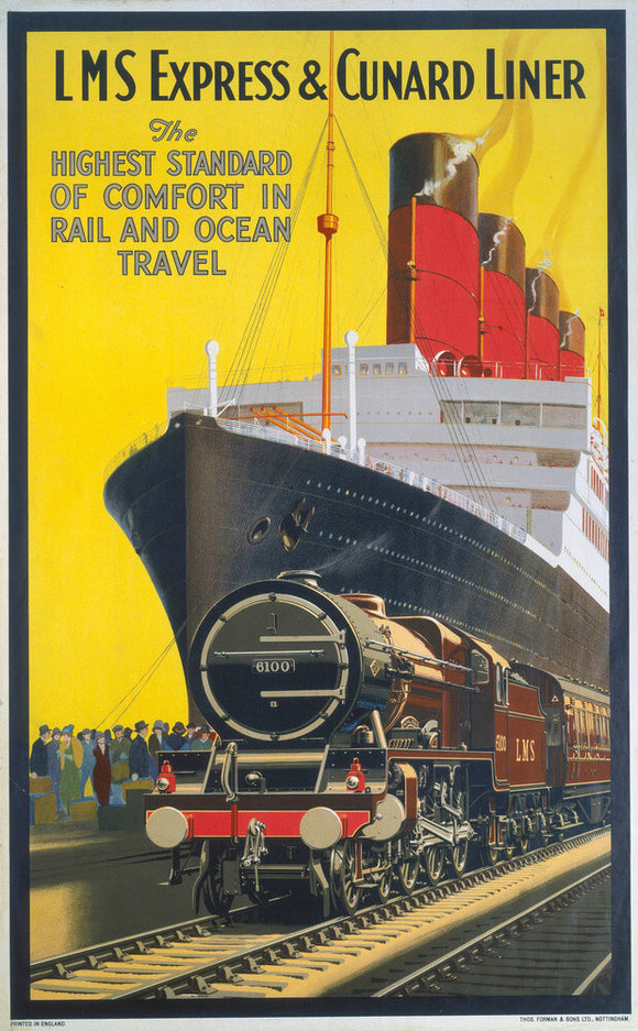 'LMS Express and Cunard Liner', LMS poster, 1923-1947.
