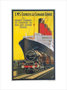 'LMS Express and Cunard Liner', LMS poster, 1923-1947.