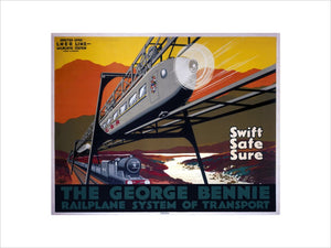 'The George Bennie Railplane', LNER poster, 1929.