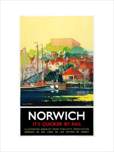 'Norwich - It's Quicker by Rail', LNER poster, 1930s.