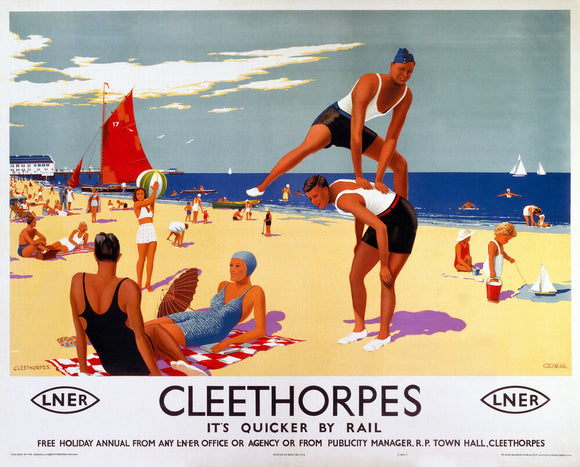 'Cleethorpes: It's Quicker by Rail', LNER poster, 1941.