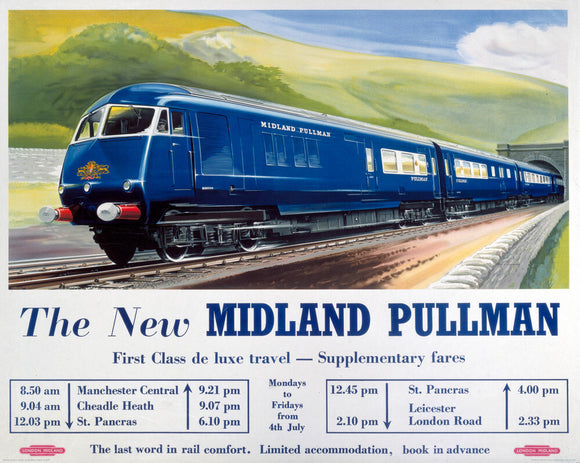 'The New Midland Pullman', BR(LMR) poster, c 1950s.