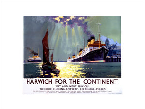 'Harwich for the Continent', LNER poster, 1940.
