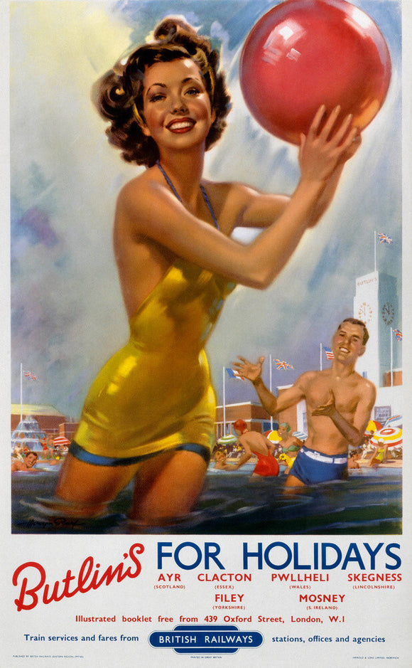 Butlin's for Holidays', BR poster, c 1960.