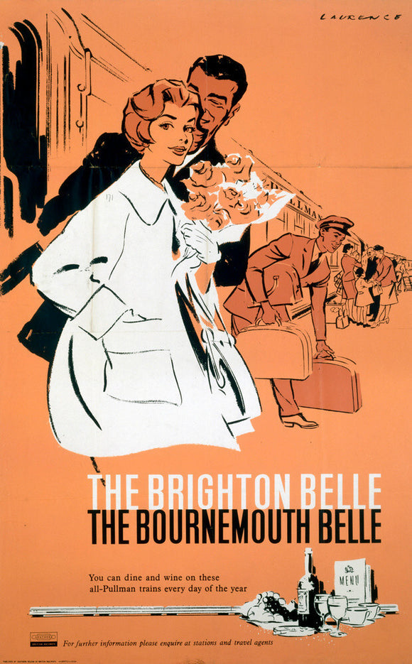 'The Brighton Belle, The Bournemouth Belle', BR (SR) poster, c 1960s.