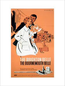 'The Brighton Belle, The Bournemouth Belle', BR (SR) poster, c 1960s.