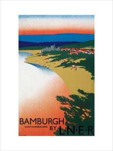 'Bamburgh by LNER', LNER poster, 1936.