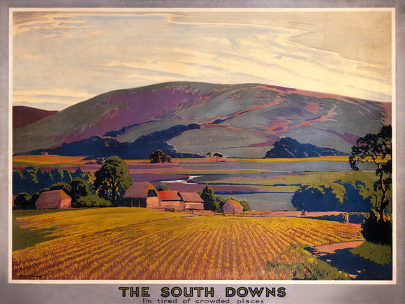 The South Downs, SR Poster, c 1930s. Trimme