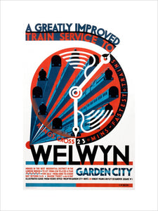 'Welwyn Garden City', railway poster, c 1930s.