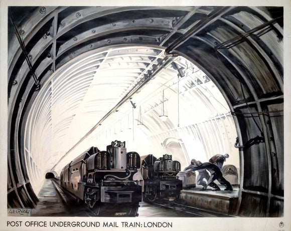 'Post Office Underground Mail Train: London', GPO poster, c 1950s.