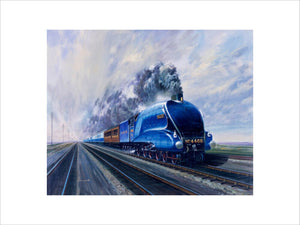 'Mallard' steam locomotive hauling carriages at speed, c 1938.