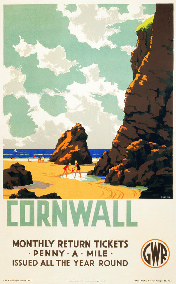 'Cornwall', GWR poster, c 1937. Colour post