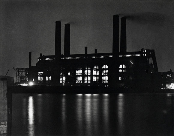 Lots Road Power Station at night, Chelsea, London, 26 November 1931.