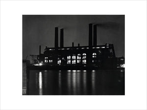 Lots Road Power Station at night, Chelsea, London, 26 November 1931.