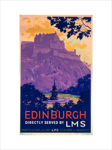 'Edinburgh, directly served by LMS', poster, c 1930s.